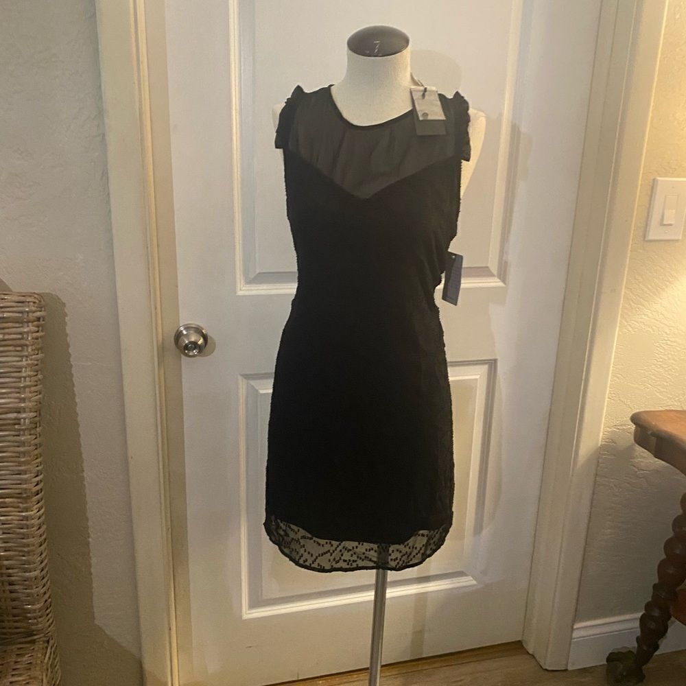 NWT 19 Cooper (Nordstrom)Black Dress Sheer Neckline Sz M